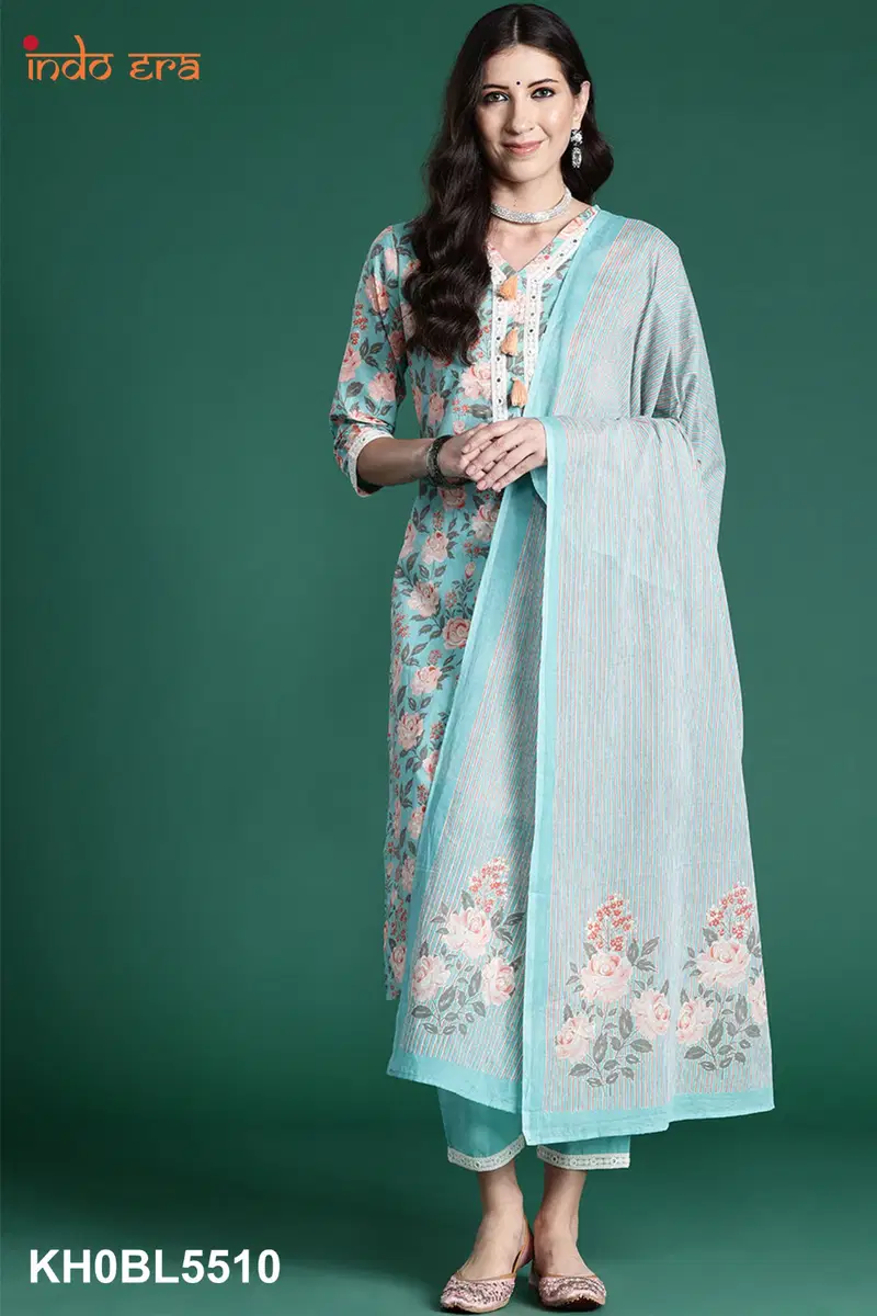 2471 Indo Era Daily Wear Printed Cotton Kurti With Bottom Dupatta Wholesale Market In Surat
